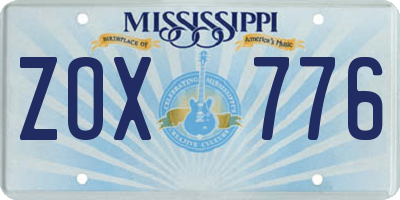 MS license plate ZOX776