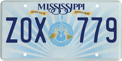 MS license plate ZOX779