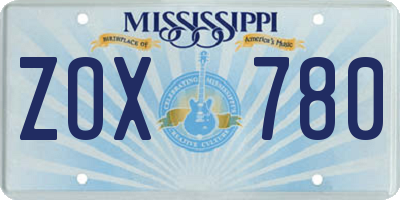 MS license plate ZOX780