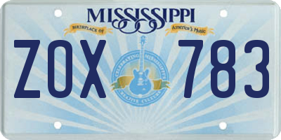 MS license plate ZOX783