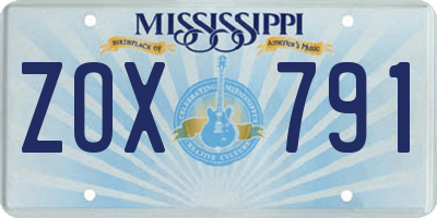MS license plate ZOX791