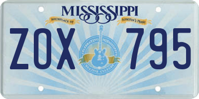 MS license plate ZOX795