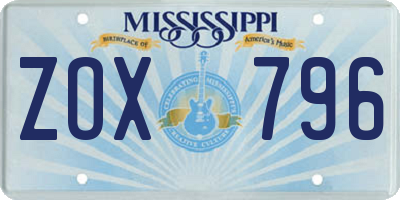 MS license plate ZOX796