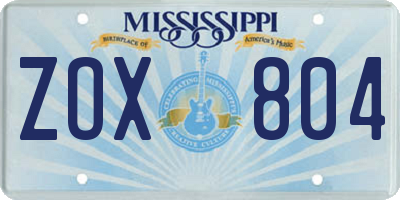 MS license plate ZOX804