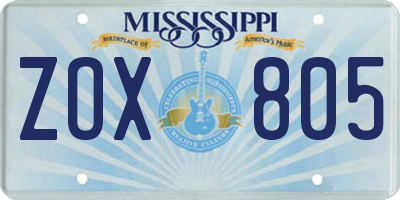 MS license plate ZOX805