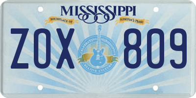 MS license plate ZOX809