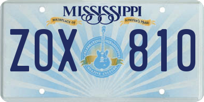 MS license plate ZOX810