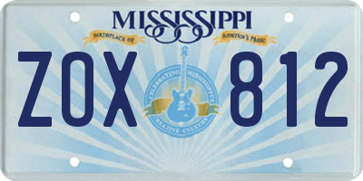 MS license plate ZOX812