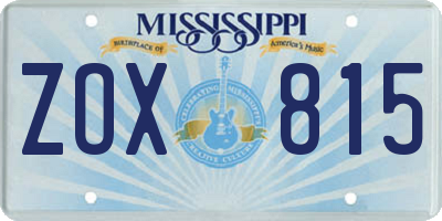 MS license plate ZOX815