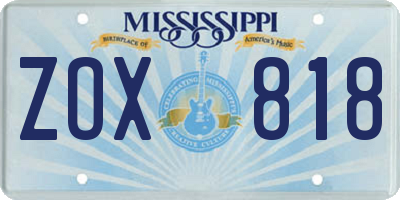 MS license plate ZOX818
