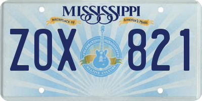 MS license plate ZOX821