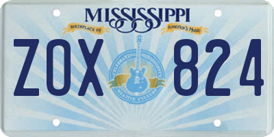 MS license plate ZOX824