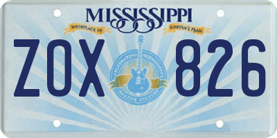 MS license plate ZOX826