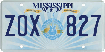 MS license plate ZOX827