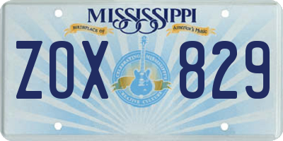 MS license plate ZOX829