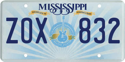 MS license plate ZOX832