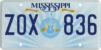 MS license plate ZOX836