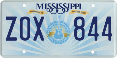 MS license plate ZOX844