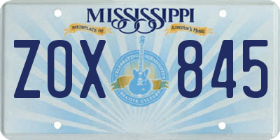 MS license plate ZOX845
