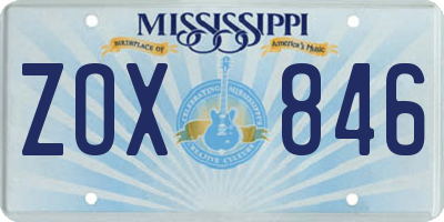 MS license plate ZOX846