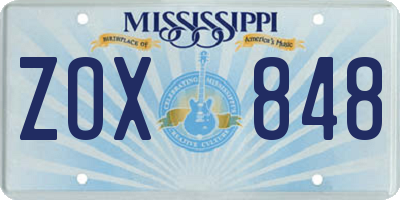 MS license plate ZOX848