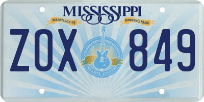 MS license plate ZOX849