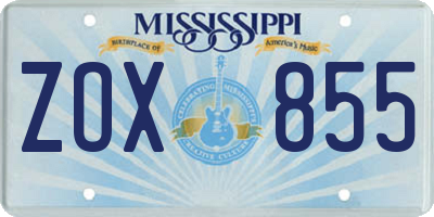 MS license plate ZOX855