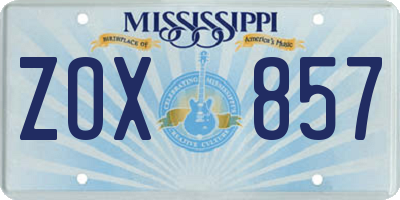 MS license plate ZOX857