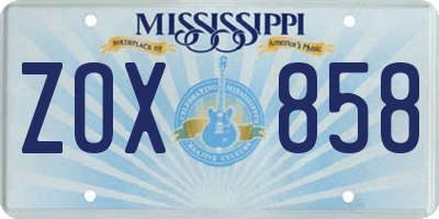 MS license plate ZOX858