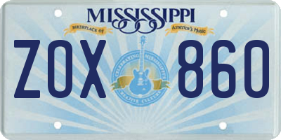 MS license plate ZOX860