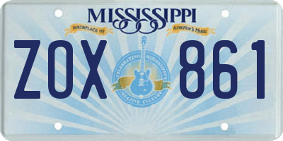 MS license plate ZOX861