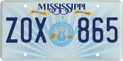 MS license plate ZOX865