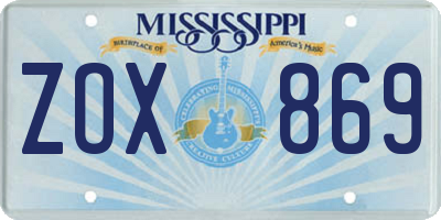 MS license plate ZOX869