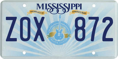 MS license plate ZOX872