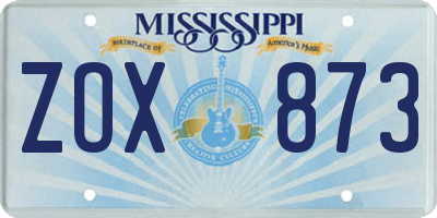 MS license plate ZOX873