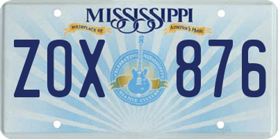 MS license plate ZOX876