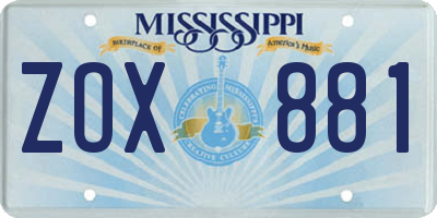 MS license plate ZOX881