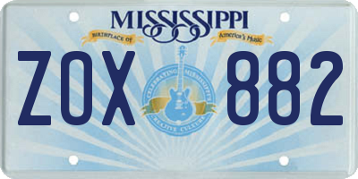 MS license plate ZOX882