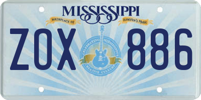 MS license plate ZOX886