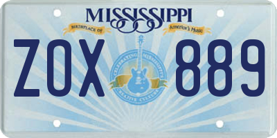 MS license plate ZOX889