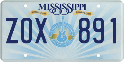 MS license plate ZOX891