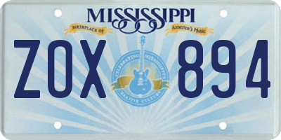 MS license plate ZOX894