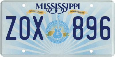 MS license plate ZOX896
