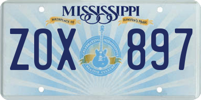 MS license plate ZOX897
