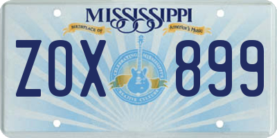MS license plate ZOX899