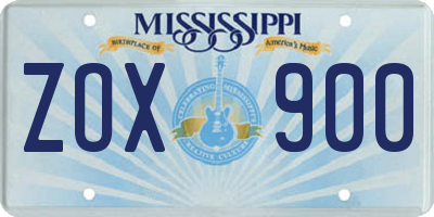 MS license plate ZOX900