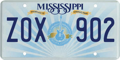 MS license plate ZOX902