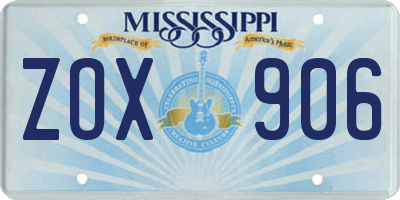 MS license plate ZOX906