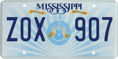 MS license plate ZOX907