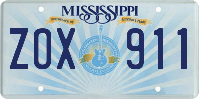 MS license plate ZOX911